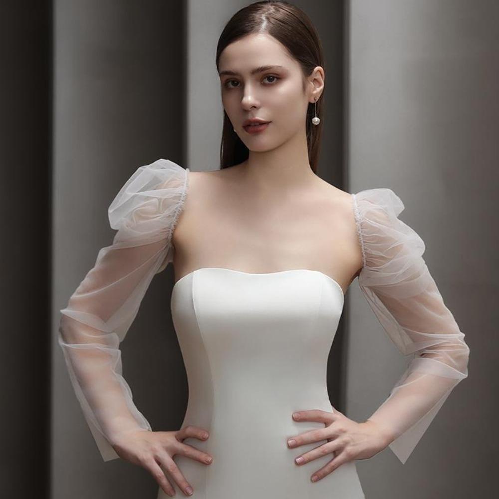 Fashion Transparent Bridal Sleeves Breathable Thin Wedding Long Sleeves Yarn Arm Covers
