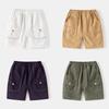 Summer Boys' Cropped Pants Baby Boy Bermuda Shorts K-style Kids Shorts Bright Line Button Pocket Pure Color Pants