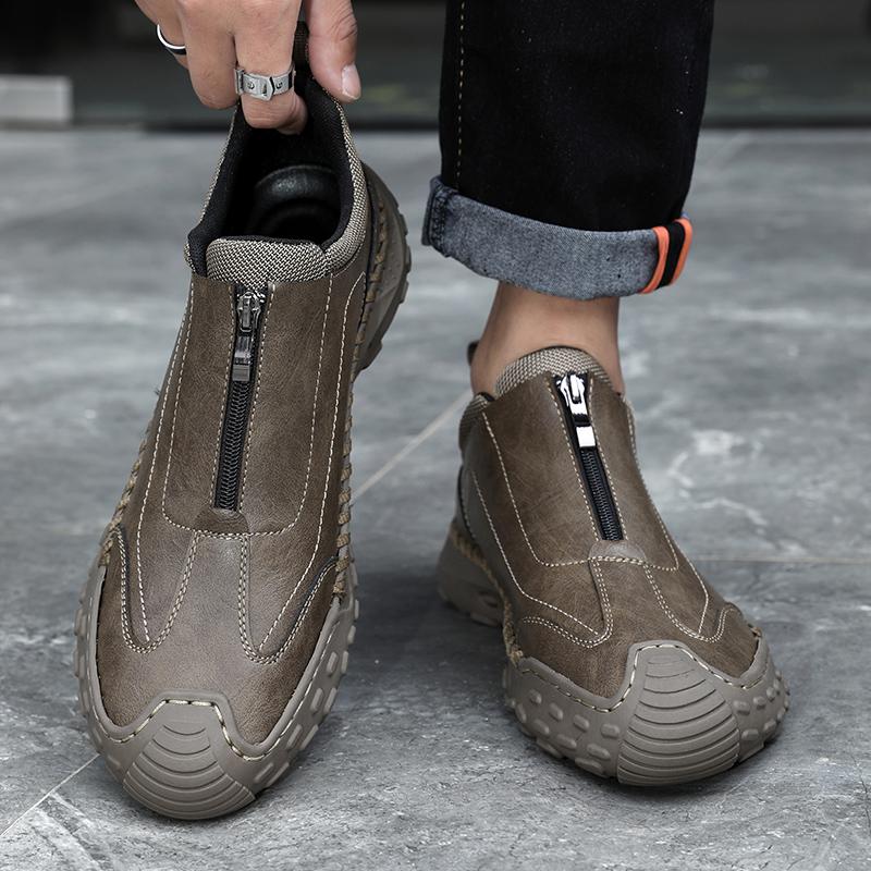 Fashion Men's Soft Sole Shoes Casual Sneakers Men's Leather Shoes Driving Handmade Luxury Leather Shoes Mens Thick Soled Sneakers Shoes