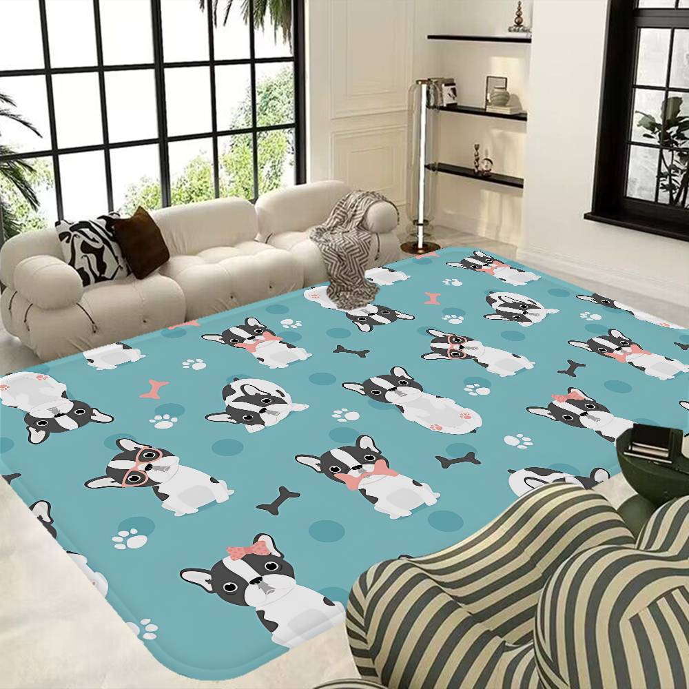 Anime French Bulldogs Floor Mat Cheaper Anti-slip Modern Living Room Balcony Printed Bedside Mats