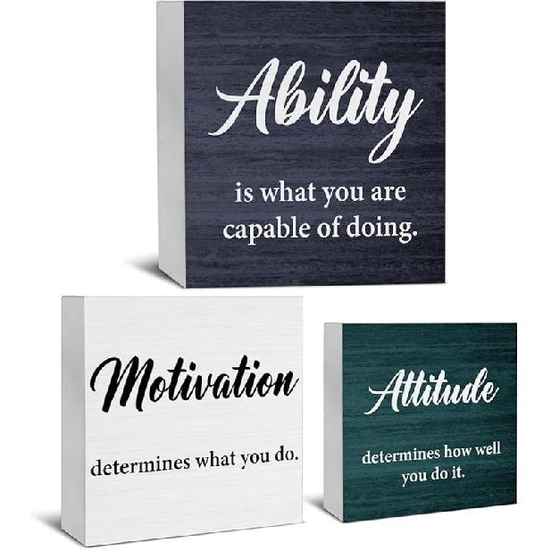 Office Cubicle Decor 3 Pcs, Inspirational Gifts for Women Men, Motivational Wooden Signs, Home Office Decorations for Desk Table Shelf