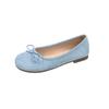 Spring and summer 2025 new bow suede shallow mouth single shoes round head comfortable soft sole not tired feet Doudou women's shoes