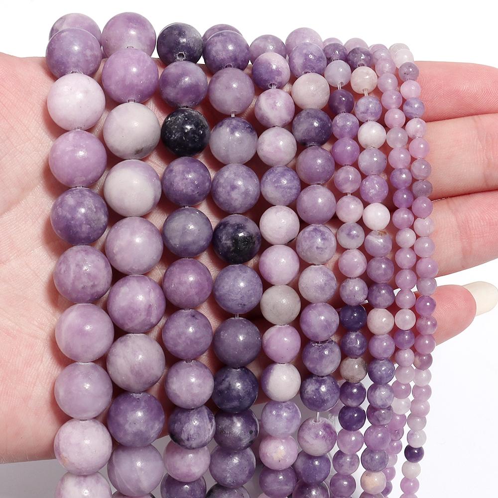 Natural Lilac Stone Beads 4 6 8 10 12mm Purple Round Loose Spacer Beads For Jewelry Making DIY Bracelets Necklace Accessories
