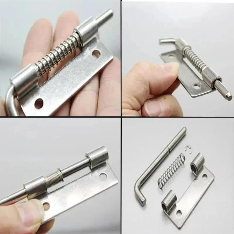 2 Pezzi Perni a Scatto a Molla Acciaio Inossidabile 304 Argento Cerniere per Finestre e Armadietti Bullone di Sicurezza per Ferramenta Domestica
