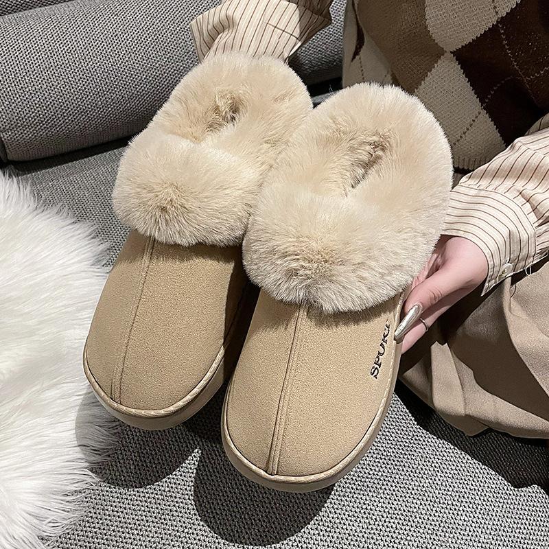 Autumn and winter snow boots women's 2025 new thick-soled thickened thermal cotton shoes with one foot pedal solid color short tube cold-proof boot