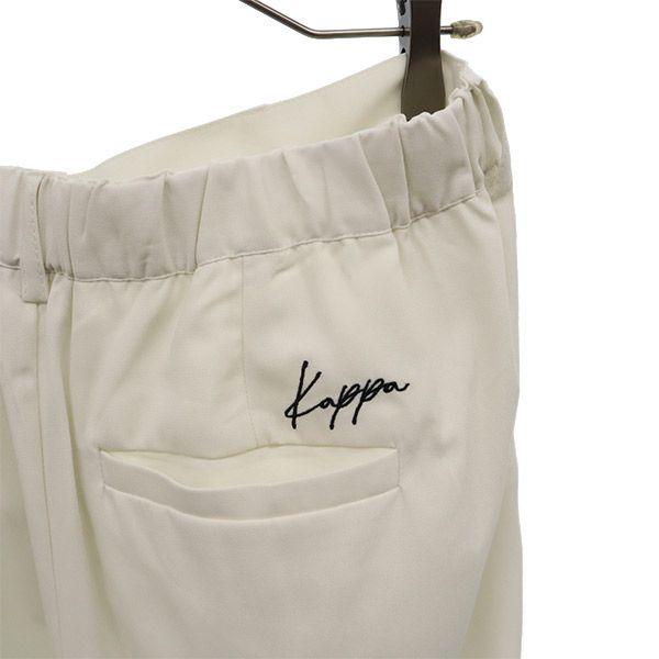 Kappa Logo Embroidery Wide Pants L Ivory Women Used