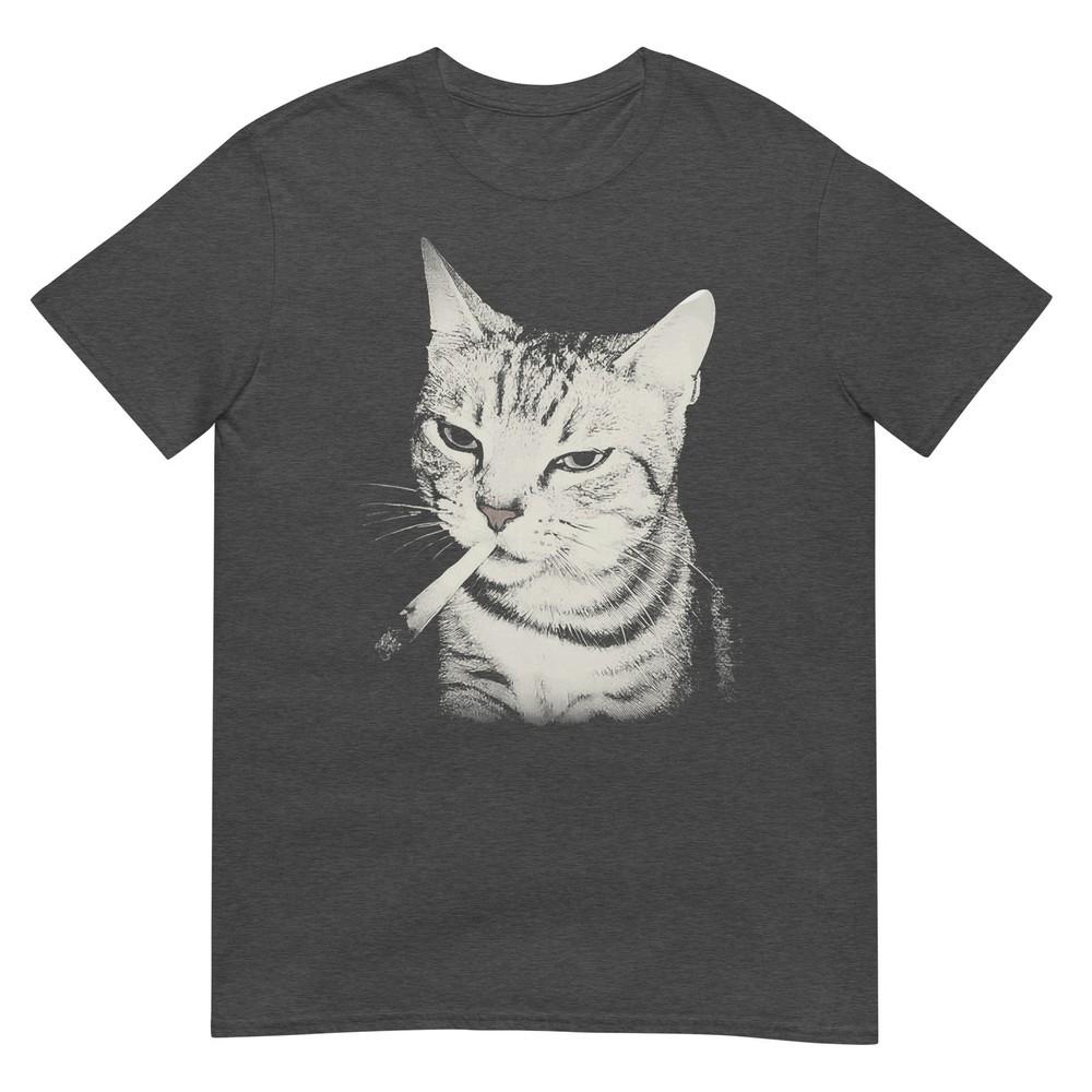 Smoking Cat Cigarette Kitten Funny Meme Stupid Brainrot Tshirt