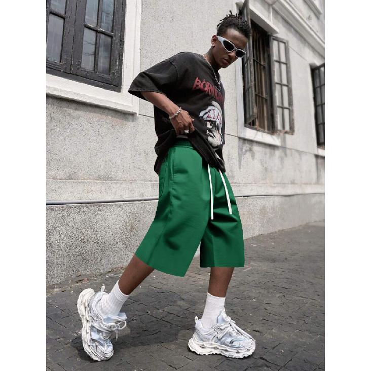 New Street Casual Shorts Men's Summer Tide Hip-hop High Street Loose Drawstring Sports Straight Shorts Male