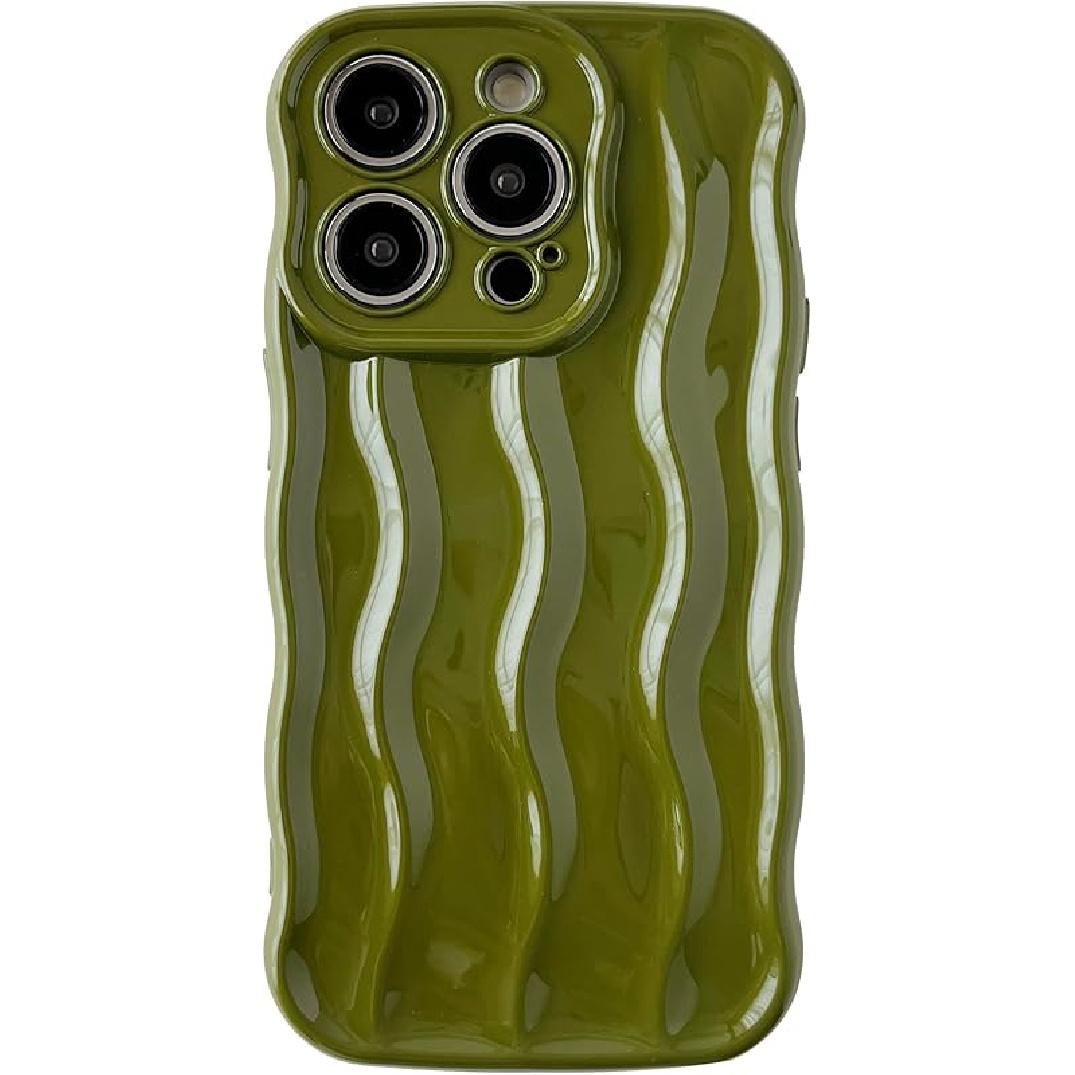 Caseative for iPhone 15 Pro Case,Water Ripple Pattern Curly Wave Frame Soft Phone Case (Silver) iPhone 15 Pro