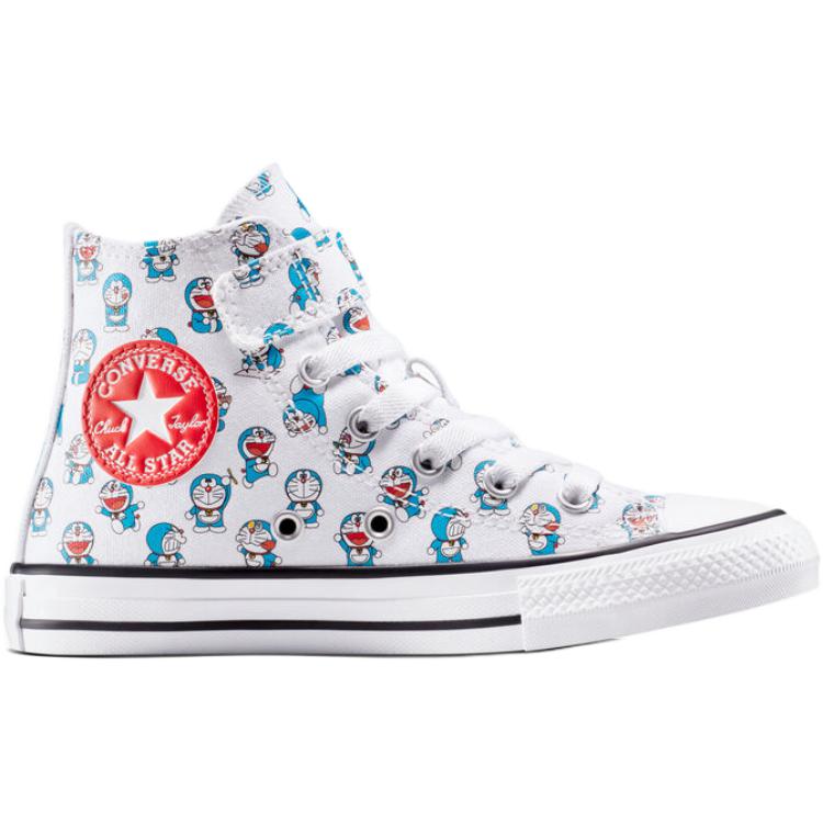 Doraemon x Converse Chuck Taylor All Star EasyOn High PS Allover Doraemon Print Kids Sneakers White Hawaiian-Ocean Black A15793C