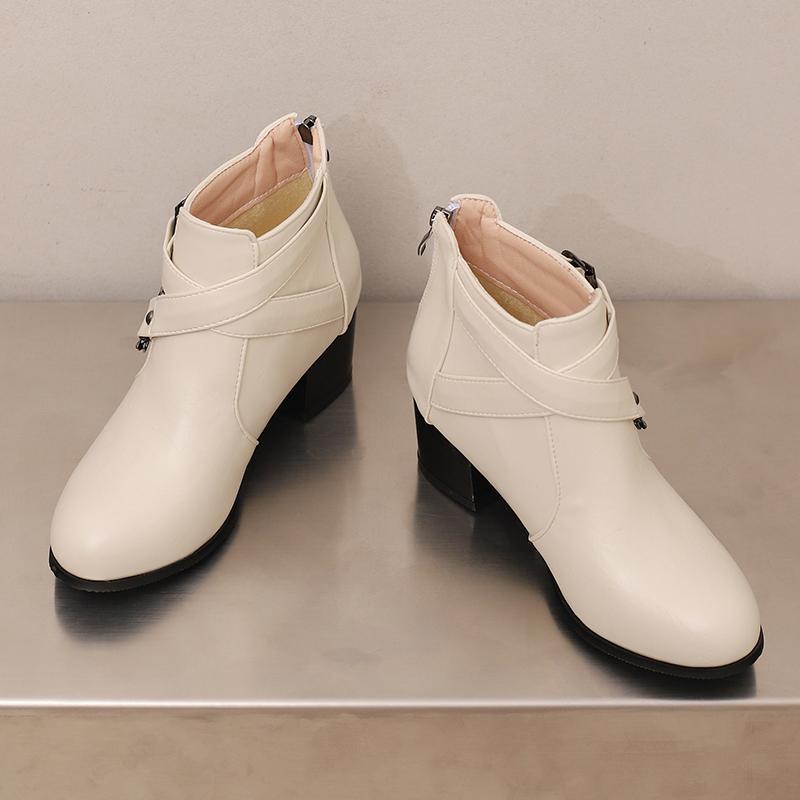 Women's High-heeled Short Boots Autumn and Winter New Thick-heeled Large-size Casual Short Boots
