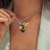 Rainbow Hummingbird Necklace Acrylic Colorful Bird Pendant Necklace Lightweight Fashion Necklace Jewelry Gift for Women Bird Lovers