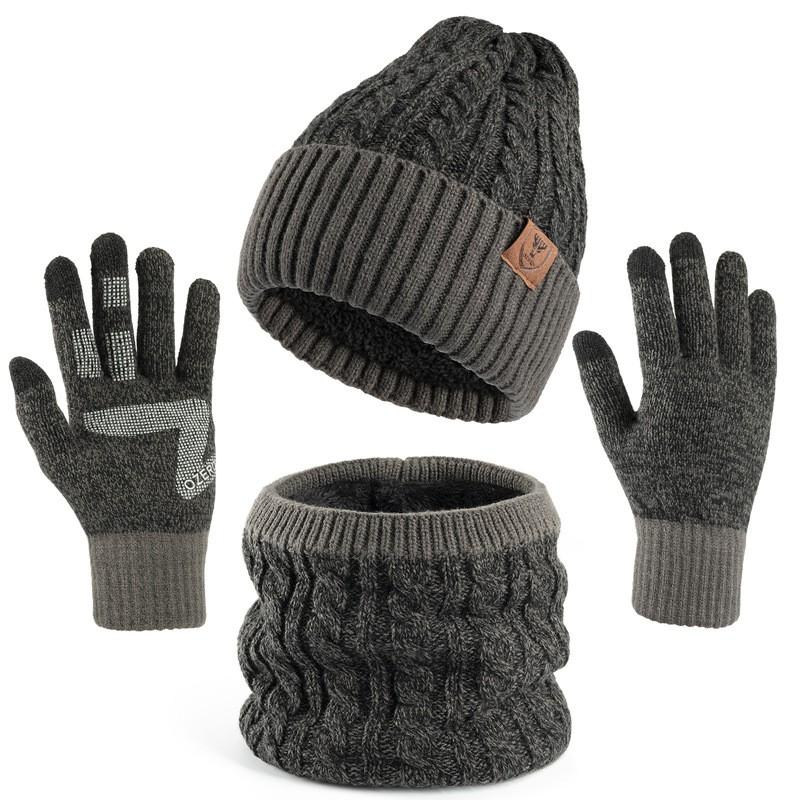 Acrylic Knit Winter Hat Scarf Gloves Set Adults Warm Lightweight Casual 3-Piece Accessory Kit In Multiple Colors