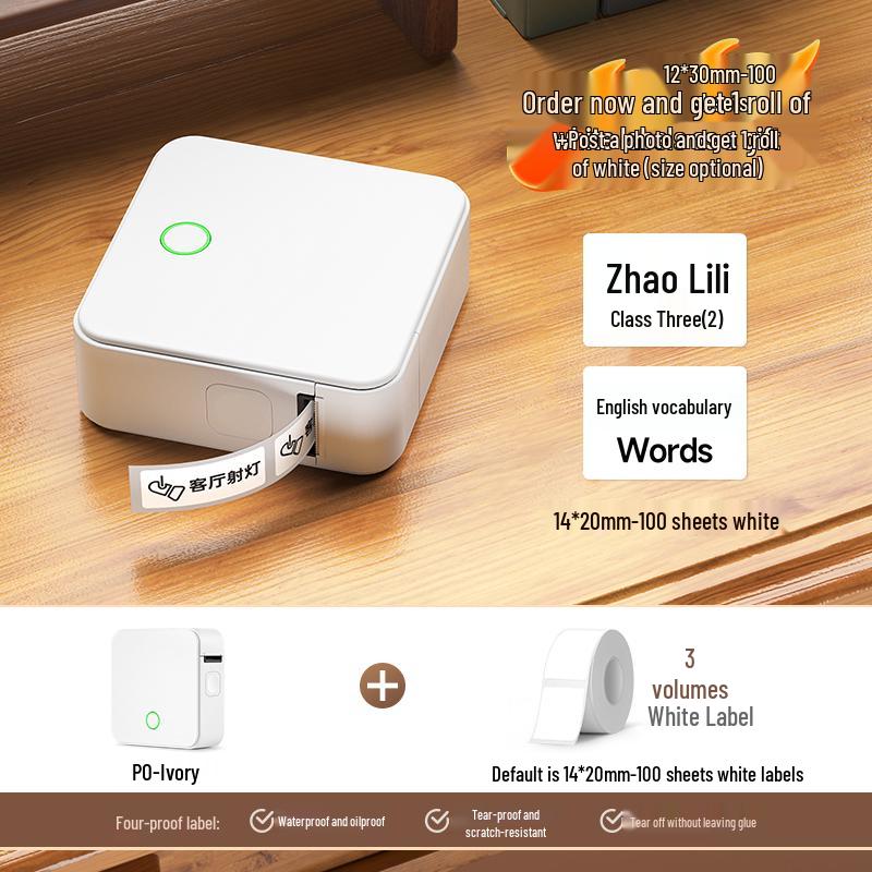 2P80 Portable Bluetooth Label Printer: Handheld, Self-Adhesive, Transparent Stickers