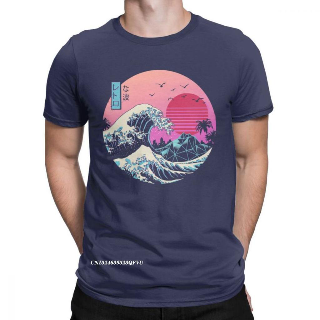 Sunset Palm Tree Vintage T Shirts 80s Synthwave Clothes Vaporwave Oversized T Shirt Men's T-Shirts Japanese