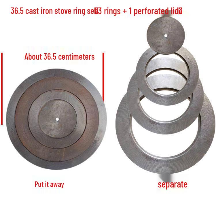 Cast Iron Firewood Stove Ring & Lid: Thickened Rustic Pot and Fire Pit Accessories