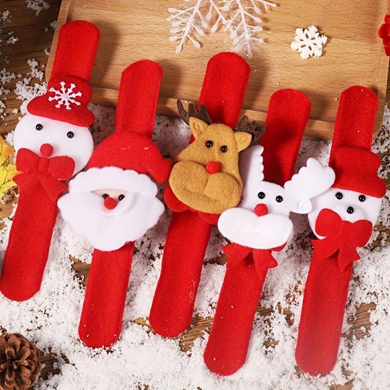 1 Pcs Random Style Christmas Clap Bracelets Holiday Party Gifts With Various Santa Claus Snowman And Reindeer Designs