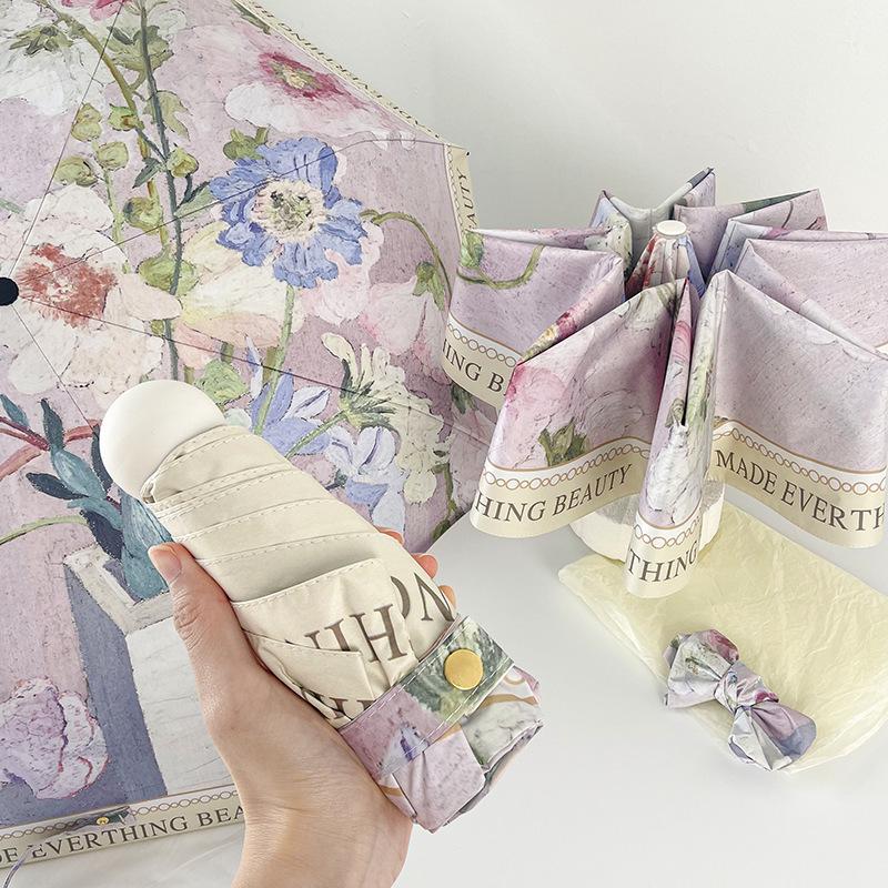 

Fresh Style Women s Portable Mini Automatic Folding Umbrella with Sunscreen and Anti-UV Protection Manual, Compact Five-Fold