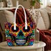 Colorful Skull Tote Bag Fashion Travel Shoulder Handbag for Daily Use