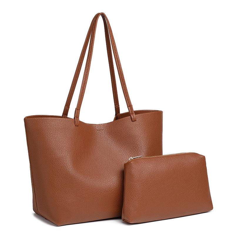 Women's Large Soft PU Mother-Child Shoulder Tote – Niche Fashion, Spacious Design