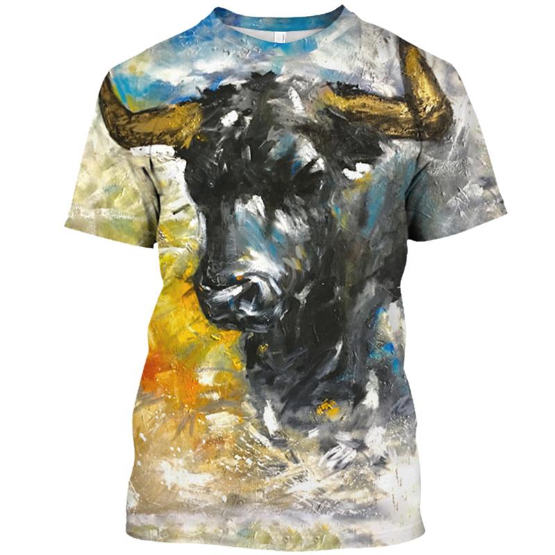 Summer Bullfight 3D Print T-Shirts Streetwear Men Fashion Casual Oversized O-Neck Short Sleeved T Shirt Tees Tops Clothing