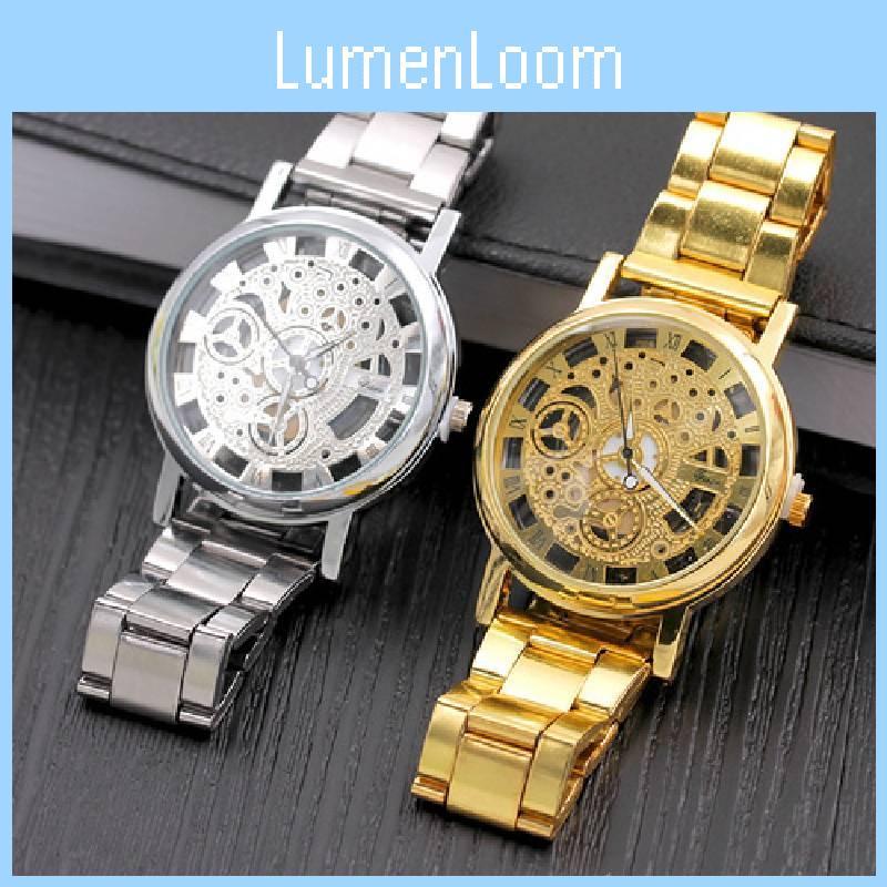 Elegant Geneva Alloy Case Men's Watch With Transparent Dial And Steel Band Stylish Design
