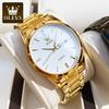OLEVS Classic 6898 Men's Watches Gold Stainless Steel Luminous Waterproof Dual Calendar Hand Clock Man Watch