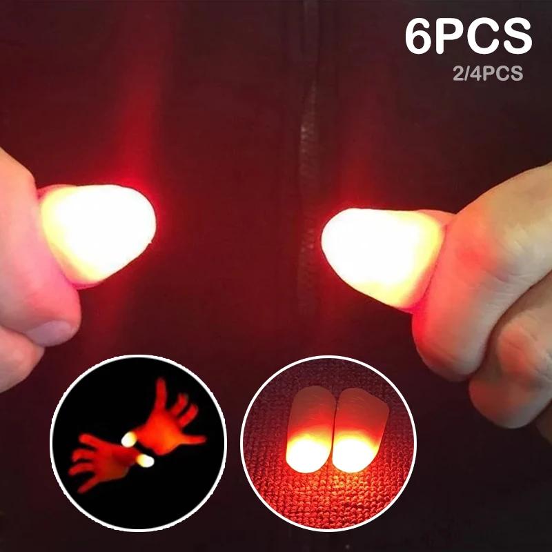6/4/2Pcs Magic Trick Light Fingers Fake Thumb Tips Stage Show Halloween Prop Prank Magic Props And Accessories Novelty Toys