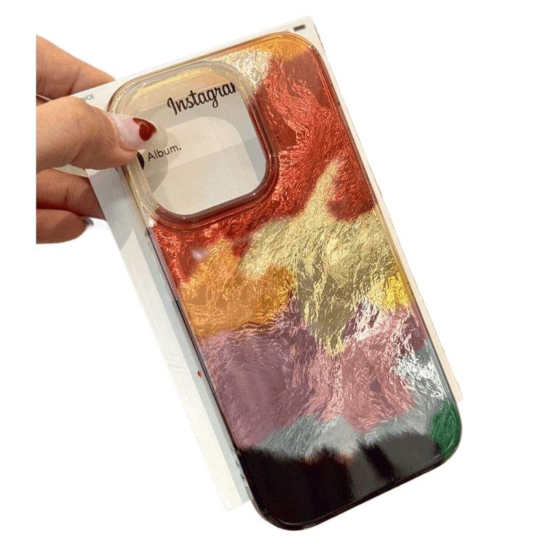 Gradient Color Block Phone Case for iPhone 16 Pro Max & 15/13 Swirl Design - Women's Protective Cover