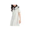 Skechers Sport Life Series Logo Letter Comfortable Polo Collar Short Sleeve Dress Women dresses Cotton-Candy-White L225W120-0074