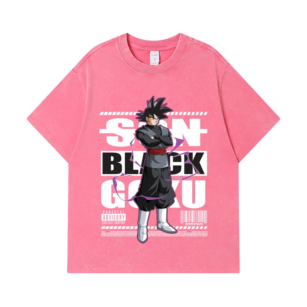 275 GSM Washed T-shirts 100% Cotton Dragon Ball V16 Black Goku Print Unisex Heavy Cotton T Shirt