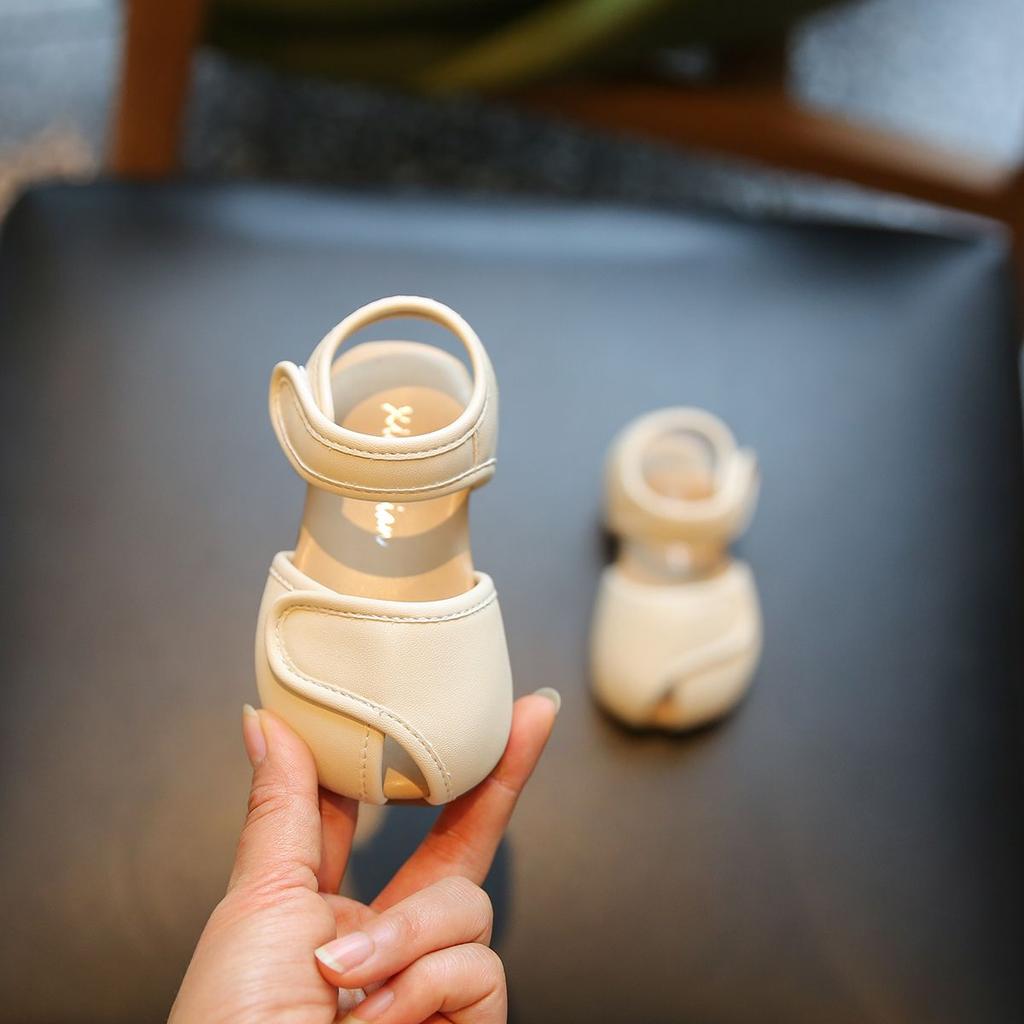 Girls Sandals Soild Color Versatile Kids Walking Shoes Cute Soft Sole 2025 Summer New Baby Princess Shoes Hook&loop Non-slip