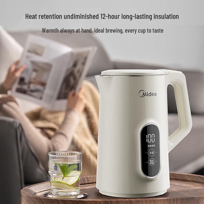 Midea 316L Stainless Steel Smart Electric Kettle with 7-Temp Control CN plug (adapter included)
