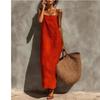 New Summer Hot Sale Solid Color Loose Backless Strappy Dress