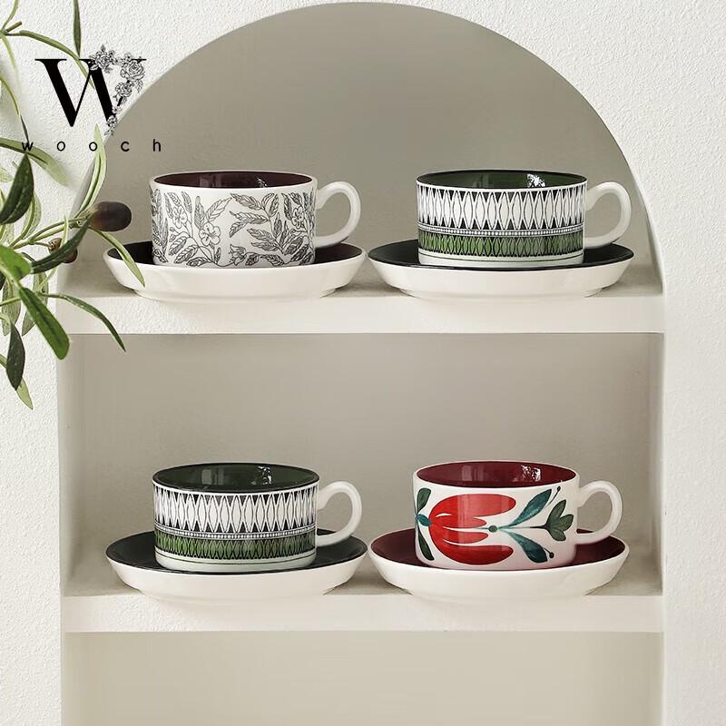 WOOCH Elegantes Keramik-Tassen- und Untertassen-Geschenkset