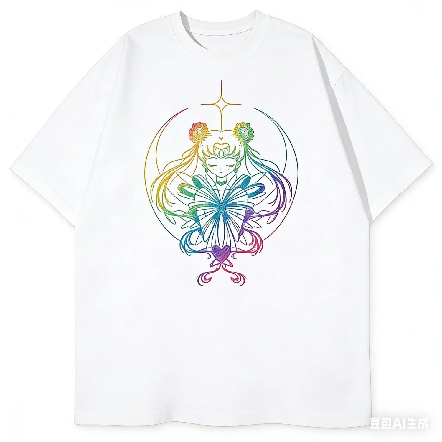 

2026 Fashion Cotton Sailor Moon Lost Americana Tsukino Usagi Y2K T-Shirt Men Streetwear Parent-child Cotton Breathable Soft Tee S чёрный
