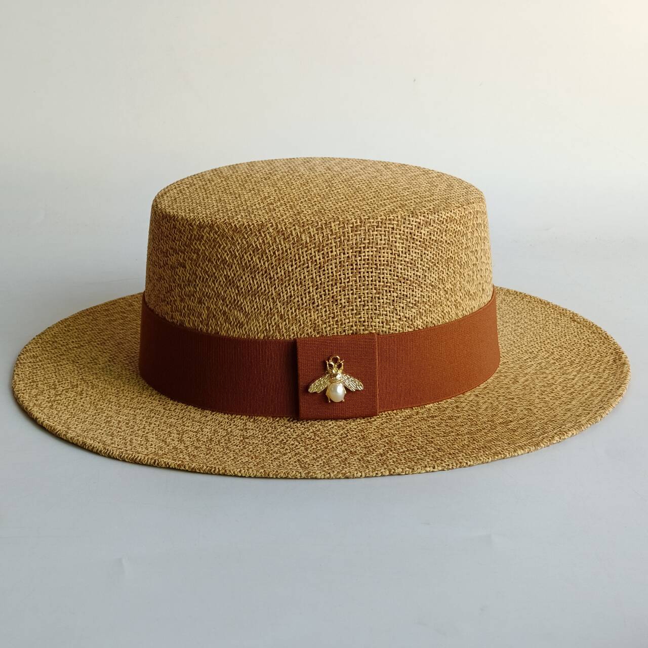 

Chain Strap Straw Hat 2026 summer straw hat pearl Pork pie sun hat new elastic ribbon hat beach hat sun hat sombrero M55-58cm