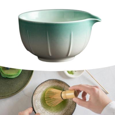 Ceramic Green Tea Bowl 500ml 14x12.6x7.2cm Lightweight for Friends Lovers Multifunctional