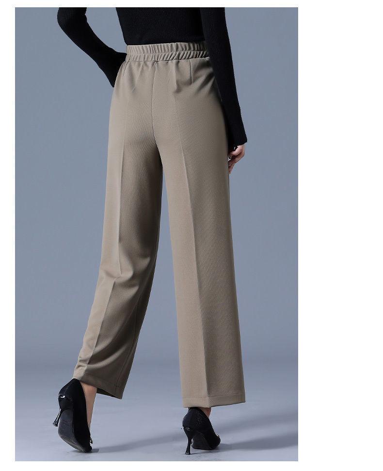 Elastic High-Waist Wide-Leg Pants for Middle-Aged and Elderly Women - Spring & Autumn Casual Plus Size