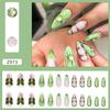 24pcs White Flower Fake Nail Tips Yellow Pink Blush False Nails Wearable Full Cover European Almond Shaped Press on Nails