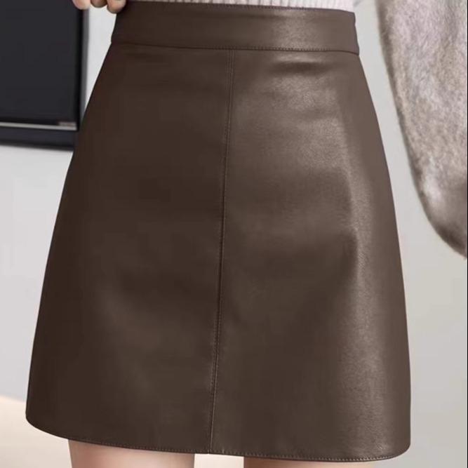 European Style Women's A-Line PU Leather Mini Skirt – Irregular High-Waisted Spring/Autumn Fashion