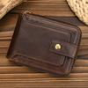 Leather Short Wallet Multi-Card Zipper Wallet For Men And Women Cowhide Wallet With Change Bag Wallet