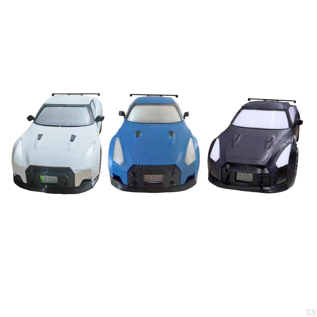 Sport Race Car Toy Classic Vehicle Model with Alarm Clock Display Ornament for Birthday
