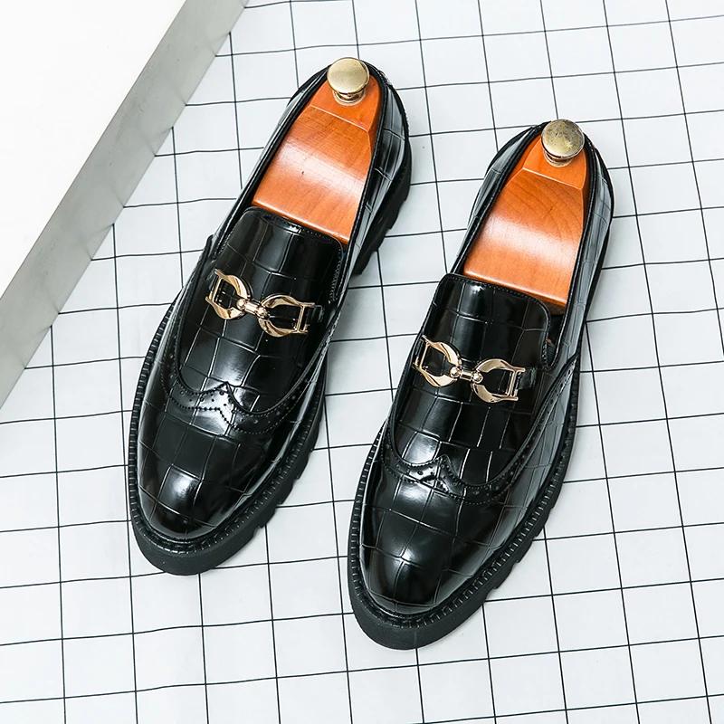 Trendy Brand Green Brogue Shoes Man Men's Leather Business Shoes Groom's Wedding Mens Loafers British Style Shoes for Men