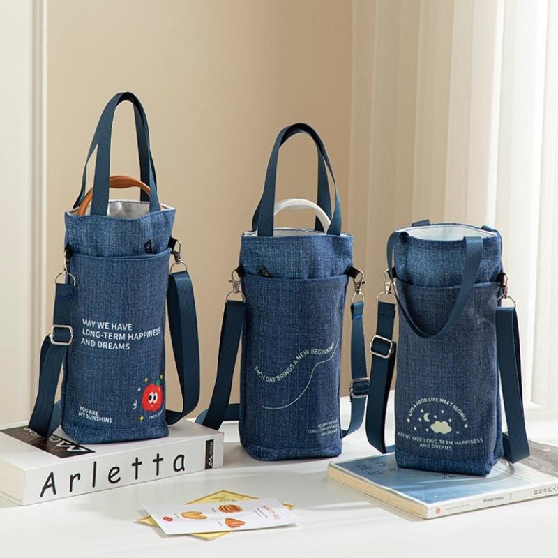 Portable Water Bottle Bag Adjustable Shoulder Strap With Mobile Phone Bag Milk Tea Tote Bag Water Bottle Cover