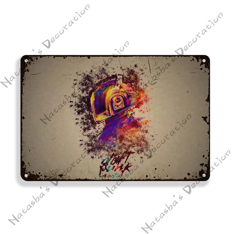 Daft Punk Vintage Poster Rock Music Metal Sign Retro Poster Metal Plaque Pub Bar Club Bedroom Decorative Plate Music Wall Decor