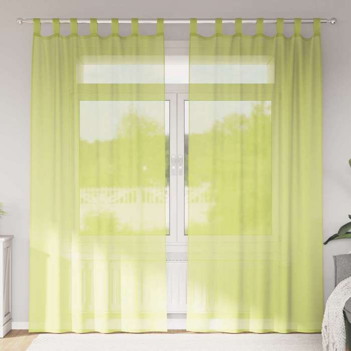 VidaXL Voile Curtains with Eyelets 2 Pcs Apple Green, Net Curtain, Sheer Curtain, Window Voile, Treatment of 4102254