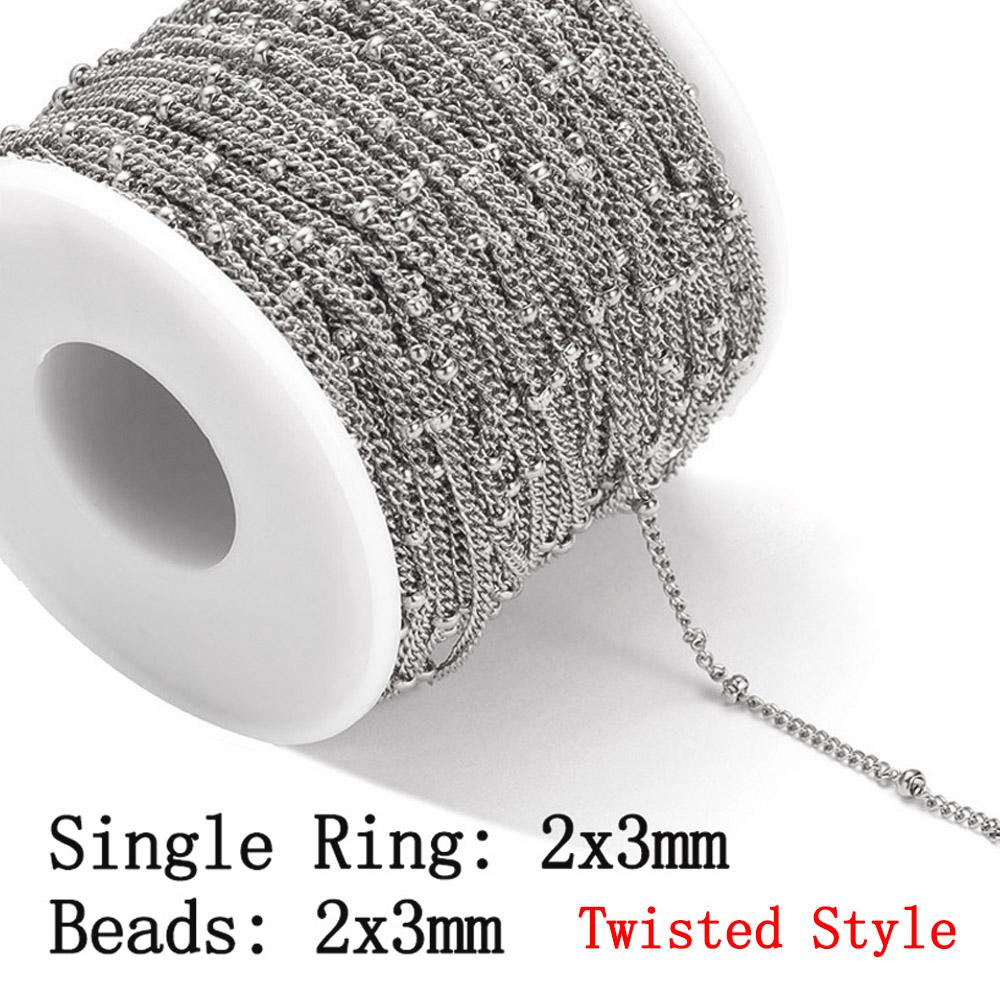 2Meters Stainless Steel Beaded Cable Link Clip Gold Beads Ball Chain DIY Anklet Necklaces Bracelet Jewelry Making Wholesale