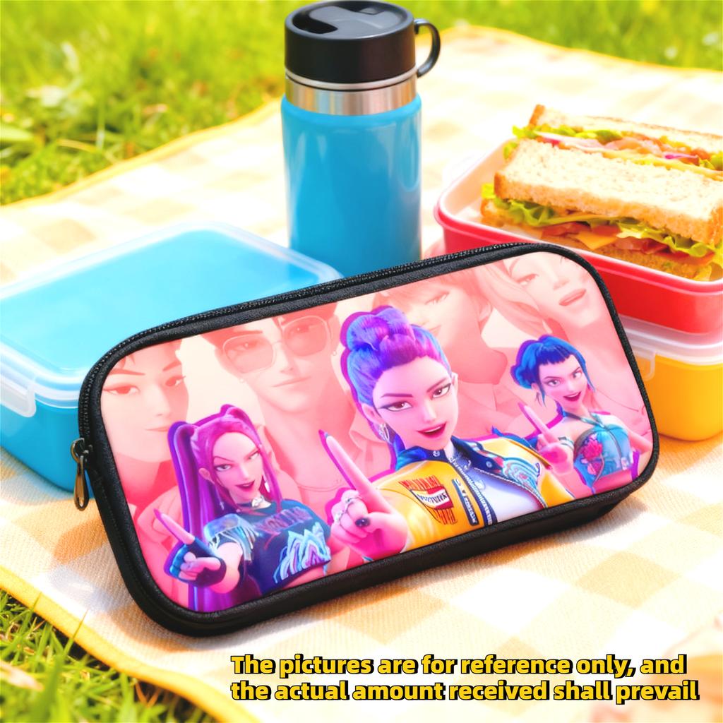 Hunter Kpop Student Pencil Box Large Bag Girl's Office School Pencil Box Cartoon Devil Pencil Box Pen Box
