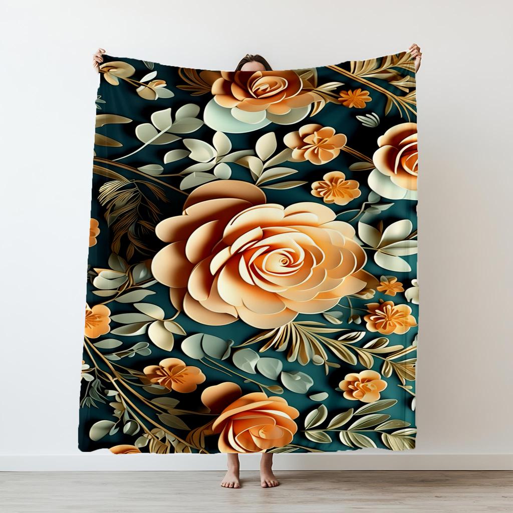 1PC flowers pattern printed blanket suitable for sofas beds offices travel camping chairs warm plush blanket
